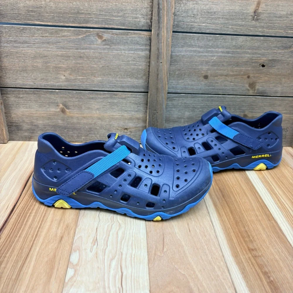 Merrell Kids Unisex Hydro Canyon Sneaker Sandal Blue & Yellow Sz 3